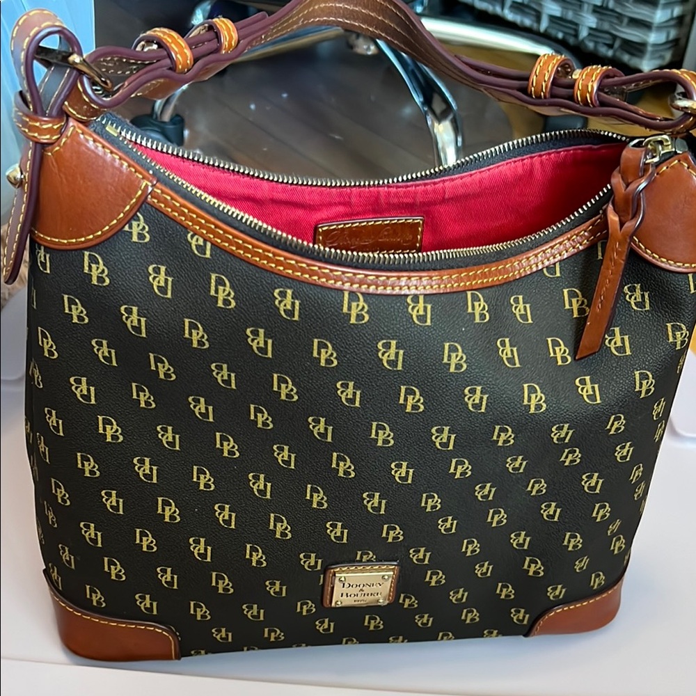 Dooney & Bourke Black and Tan Monogram Shoulder Bag